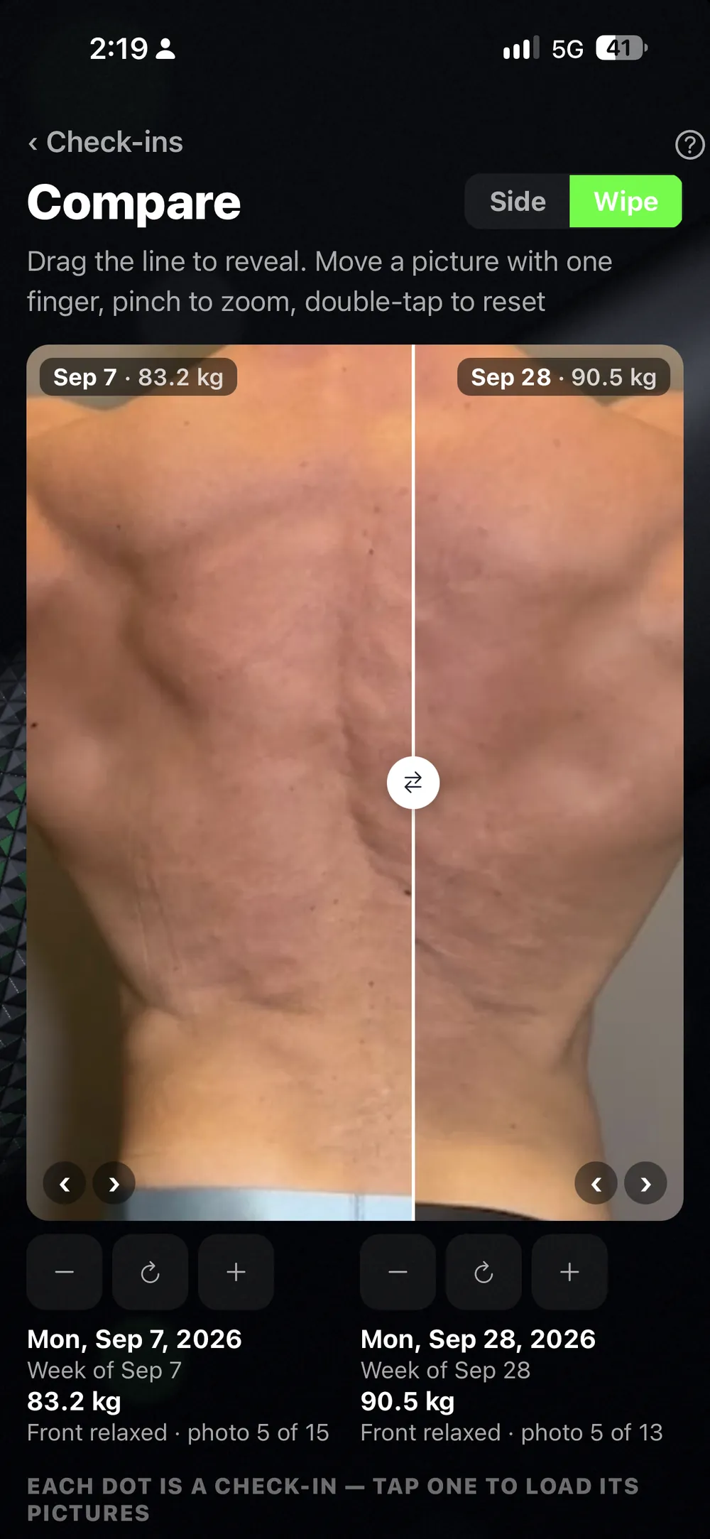 Zwei Check-ins nebeneinander: die Fotos und die Zahlen verglichen