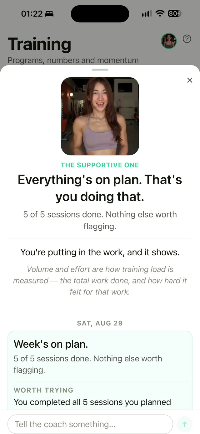 The Supportive One — 5 of 5 sessions done, and why that matters